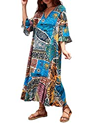 Blue V-neck pullover Long Kaftan