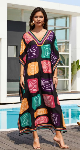 Block pattern pullover kaftan