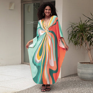 Geometric Print Line Beach Long Kaftan