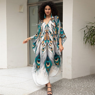 Geometric Print Line Beach Long Kaftan