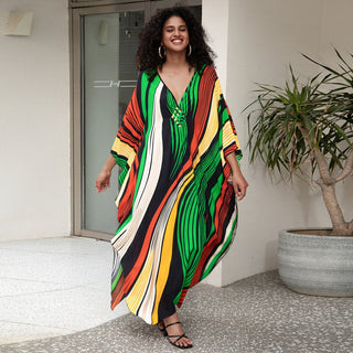 Geometric Print Line Beach Long Kaftan