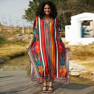 Four-color mosaic beach resort Long Kaftan