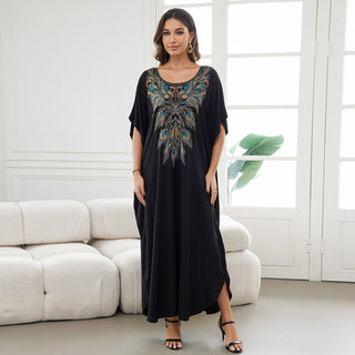 Embroidered embroidery resort kaftan long dress