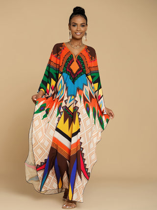 Print Beach Kaftan: Women's Swim Cover-Up Dress