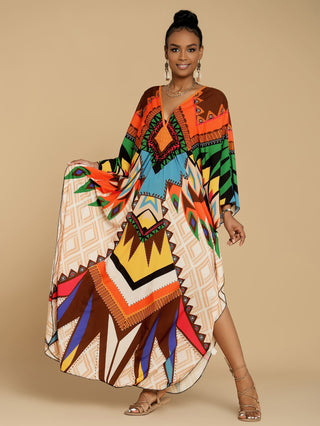 Print Beach Kaftan: Women's Swim Cover-Up Dress