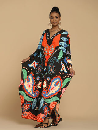 Print Beach Kaftan: Women's Swim Cover-Up Dress