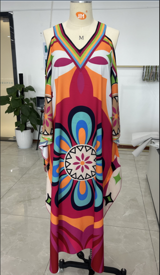 Print Beach Kaftan: Women's Swim Cover-Up Dress