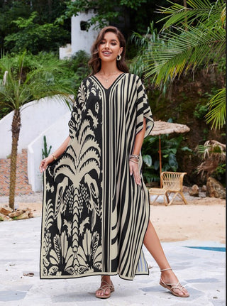 Print Caftan Swim Cover Up Women Colorful Vacation Dress