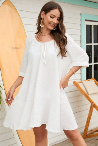 White String Short Beach Dress