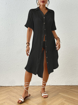 100% Cotton Button-Down Beach Cover-Up for Women