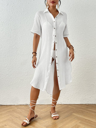 100% Cotton Button-Down Beach Cover-Up for Women