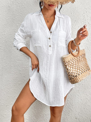 Beach Bathing Suit Long Sleeves Blouse Shirt Dress