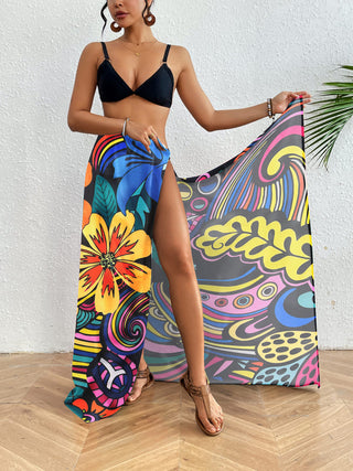 Women Boho Sarong Coverup Rosy Floral