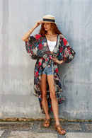 color block long kimono