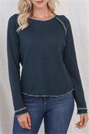 Bsubseach  Women's Casual Sweater with Round Neck and Long Sleeve Solid Color Women's Loose Knit Pullover Solid Color