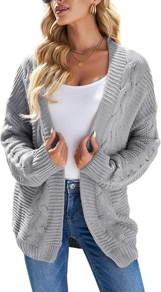 Bsubseach Open Front Knited Cardigan for Women Batwing Sleeve Chunky Sweater Coats