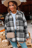 Bsubseach  Button Down Plaid Shirt Women Casual Loose Boyfriend Plaid Blouse Long Sleeve Lapel Shirt Jacket Top