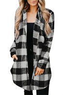 Bsubseach Long Sleeve Plaid Shirt Women Casual Color Block Shirt Outwear Coat with Pockets