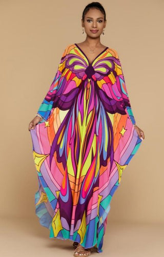 Butterfly Print Long Kaftan