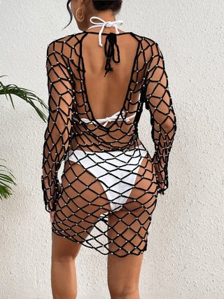 Backless Beaded Fishnet Beach Cover - Up for Women - Bsubseach