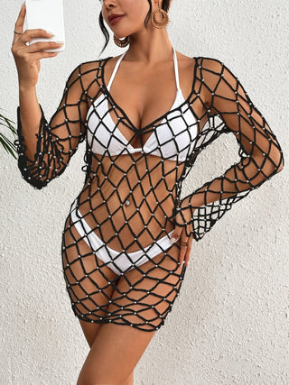 Backless Beaded Fishnet Beach Cover - Up for Women - Bsubseach