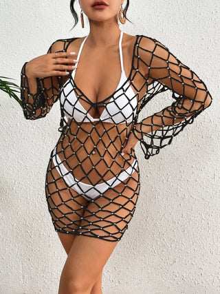 Backless Beaded Fishnet Beach Cover - Up for Women - Bsubseach