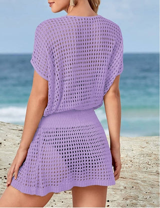Beach Bikini Tunic Crochet Short Dress - Bsubseach