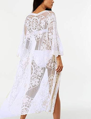 Beach Embroidery Lace Long Sleeve Kimono Cardigan - Bsubseach