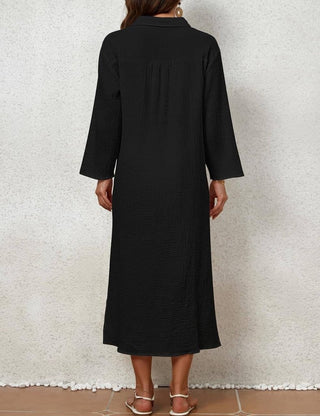 Black Button - Down Beach Coverup Dress - Bsubseach