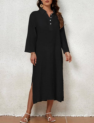 Black Button - Down Beach Coverup Dress - Bsubseach