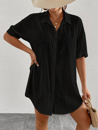 Black Button - Down Swimsuit Cover - Up Dress for Women - Bsubseach