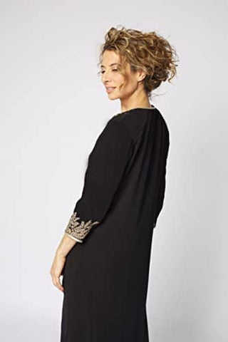 Black Embroidered Half Sleeve Kaftan Cover Up - Bsubseach