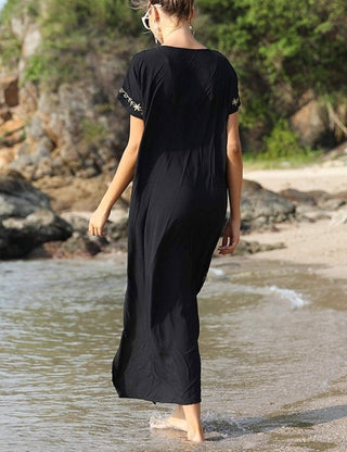 black swim kaftan dress bikini cover up