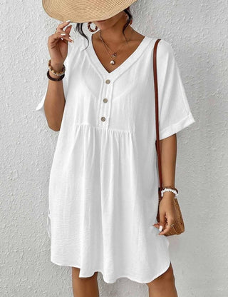 Button Down Beach Dress: Women's Bikini Cover Up - Bsubseach