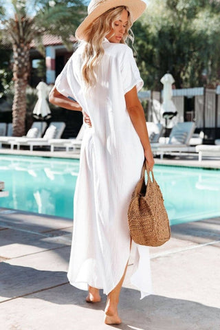 button down kimono cardigan white beach cover up