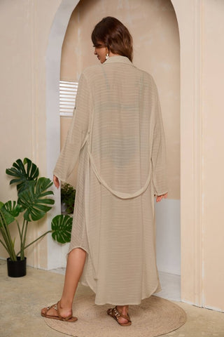 Button Down Kimono Swim Cover Up Dress - Bsubseach