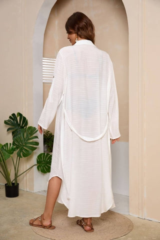 Button Down Kimono Swim Cover Up Dress - Bsubseach