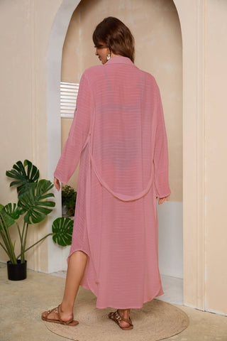 Button Down Kimono Swim Cover Up Dress - Bsubseach