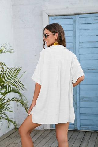 Button Down Swim Cover Up Shirts Tops - Bsubseach