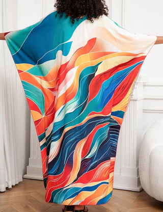 Cloud Print Plus Size Caftan: Beach Cover Up & Swimwear - Bsubseach