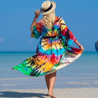 Colorful Kimono Cardigan Long Beach Swimsuit Cover Up - Bsubseach