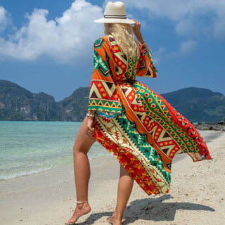 Colorful Kimono Cardigan Long Beach Swimsuit Cover Up - Bsubseach