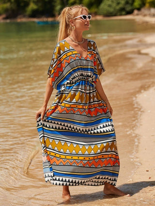 Colorful Striped Beach Swimsuit Dress Cover Up - Bsubseach