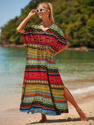 Colorful Striped Beach Swimsuit Dress Cover Up - Bsubseach