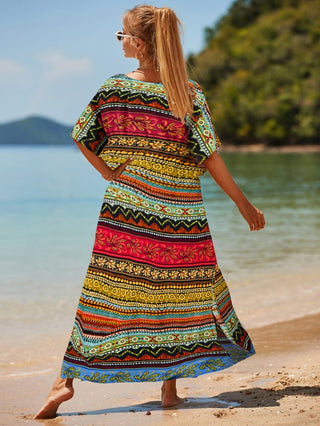 Colorful Striped Beach Swimsuit Dress Cover Up - Bsubseach