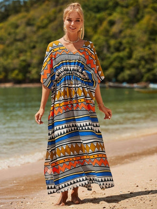 Colorful Striped Beach Swimsuit Dress Cover Up - Bsubseach