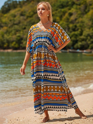 Colorful Striped Beach Swimsuit Dress Cover Up - Bsubseach