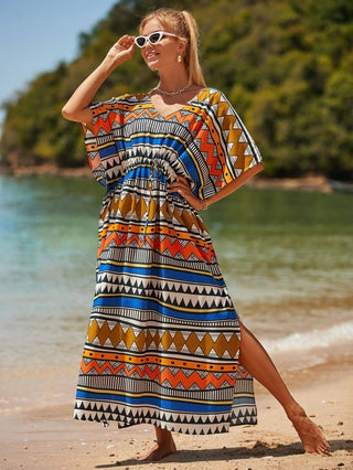 Colorful Striped Beach Swimsuit Dress Cover Up - Bsubseach