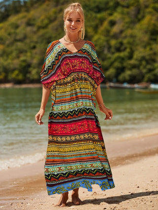 Colorful Striped Beach Swimsuit Dress Cover Up - Bsubseach