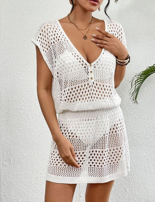 Crochet Hollow Out Bikini Bathing Suit Cover Up - Bsubseach